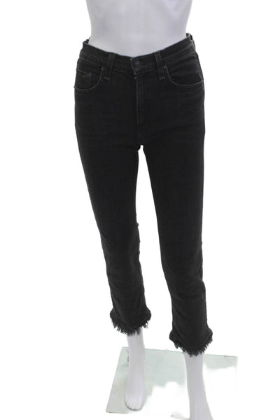 Rag & Bone Jean Womens Black High Rise Ankle Cropped Skinny Jeans Size 26