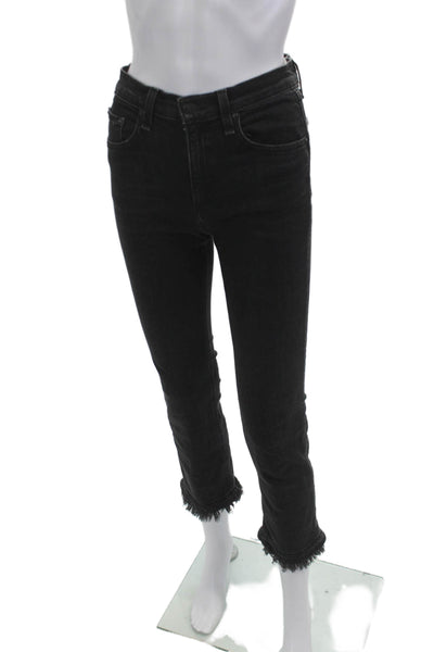 Rag & Bone Jean Womens Black High Rise Ankle Cropped Skinny Jeans Size 26