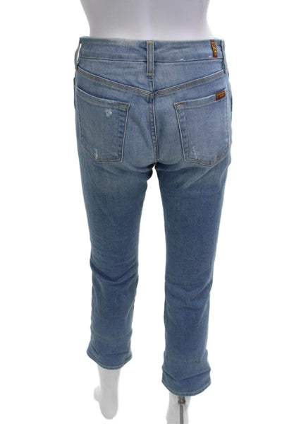 7 For All Mankind Womens Boyfriend Cropped Jeans Blue High Rise Size 26