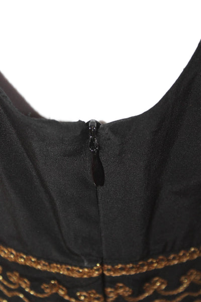Nanette Lepore Women Black Silk Geometric Short Sleeve Shift Dress Size 6