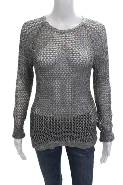 Velvet Unisex Gray Cotton Crew Neck Pullover Sweater Long Sleeve Size S