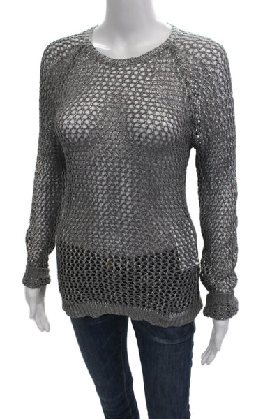 Velvet Unisex Gray Cotton Crew Neck Pullover Sweater Long Sleeve Size S
