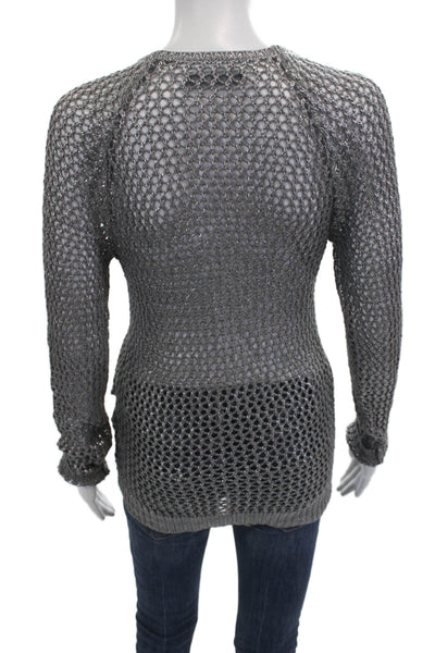 Velvet Unisex Gray Cotton Crew Neck Pullover Sweater Long Sleeve Size S