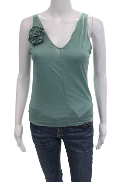 DKNY Women Basic Sleeveless V-Neck Tank Green 100% Lyocell Size S