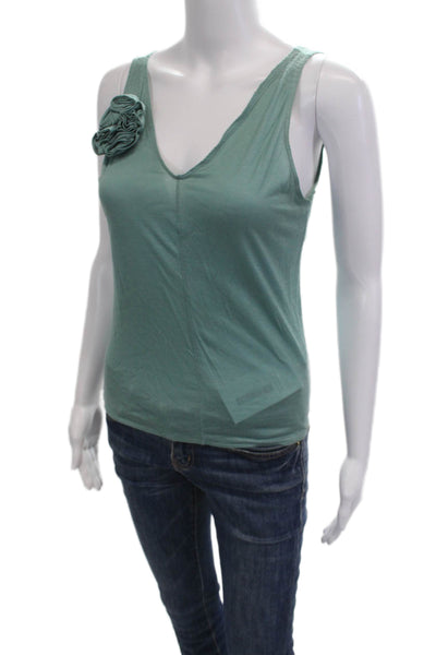 DKNY Women Basic Sleeveless V-Neck Tank Green 100% Lyocell Size S