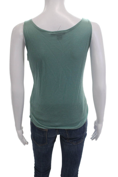 DKNY Women Basic Sleeveless V-Neck Tank Green 100% Lyocell Size S