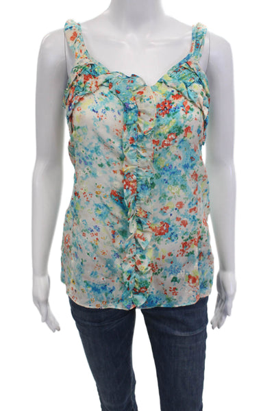 Nanette Lepore Womens Silk Floral V Neck Camisole Multi Color Size 2