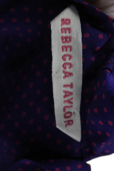 Rebecca Taylor Women Sleeveless Polka Dot Silk Tank Purple Size 2