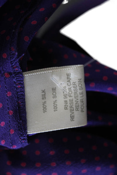 Rebecca Taylor Women Sleeveless Polka Dot Silk Tank Purple Size 2