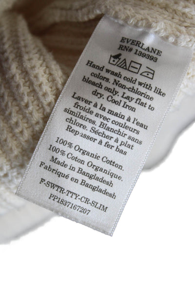 Everlane Unisex Pullover Sweater Beige Organic Cotton Long Sleeve Size S