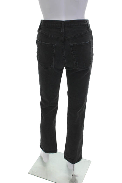 Reformation Women Straight Ankle Jeans Black Denim Mid Rise 28in Size 27