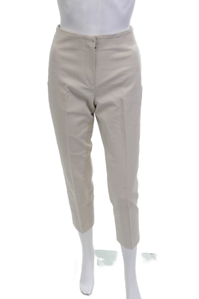 COS Women Ankle Cropped Dress Pants Beige Cotton Stretch Hook & Eye Size 4
