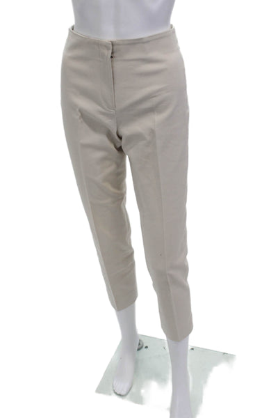 COS Women Ankle Cropped Dress Pants Beige Cotton Stretch Hook & Eye Size 4