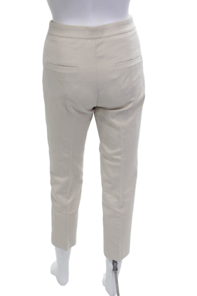 COS Women Ankle Cropped Dress Pants Beige Cotton Stretch Hook & Eye Size 4