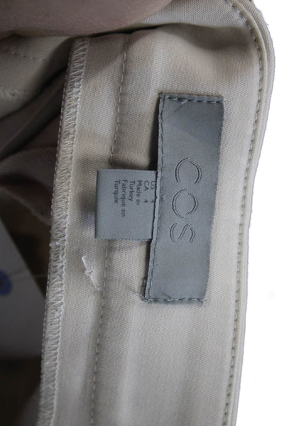 COS Women Ankle Cropped Dress Pants Beige Cotton Stretch Hook & Eye Size 4