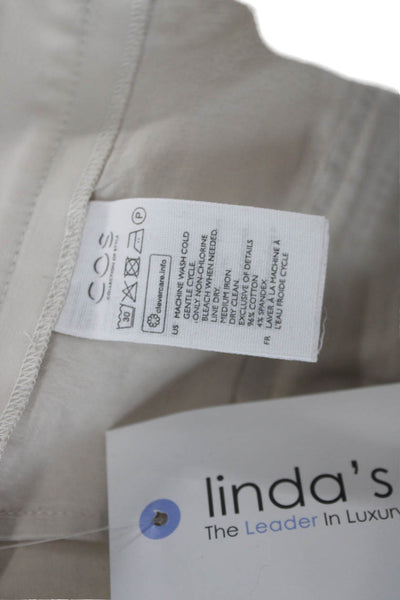 COS Women Ankle Cropped Dress Pants Beige Cotton Stretch Hook & Eye Size 4
