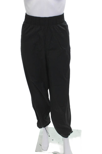 Athleta Unisex Jogger Windbreaker Pants Black Drawstring Nylon Spandex Size S