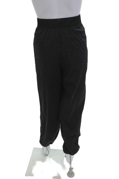 Athleta Unisex Jogger Windbreaker Pants Black Drawstring Nylon Spandex Size S