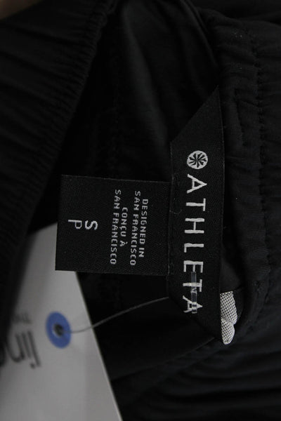 Athleta Unisex Jogger Windbreaker Pants Black Drawstring Nylon Spandex Size S