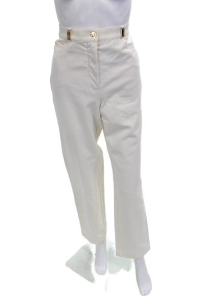 St. John Sport By Marie Gray Women Dress Pants White Cotton Stretch Size 4