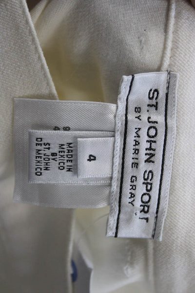 St. John Sport By Marie Gray Women Dress Pants White Cotton Stretch Size 4