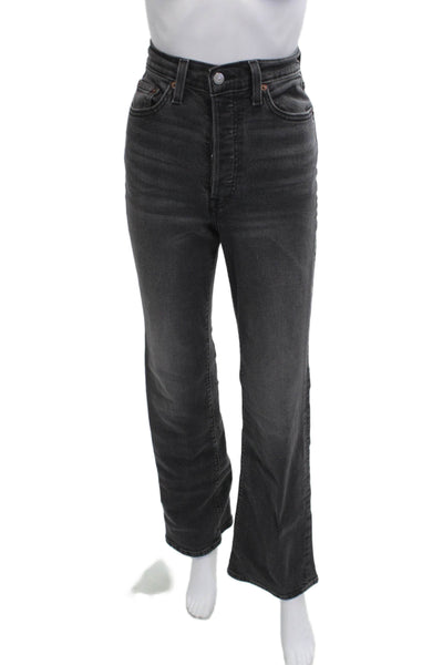 Levis Womens Dark Gray Flared Jeans Mid Rise Size 27