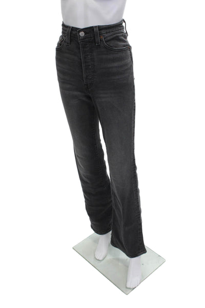 Levis Womens Dark Gray Flared Jeans Mid Rise Size 27