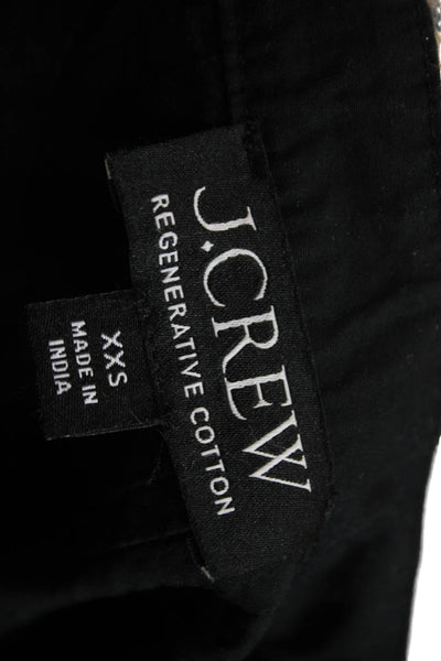 J Crew Womens Shirt Dress Black Cotton Short Sleeve Round Neck Button Size 2XS