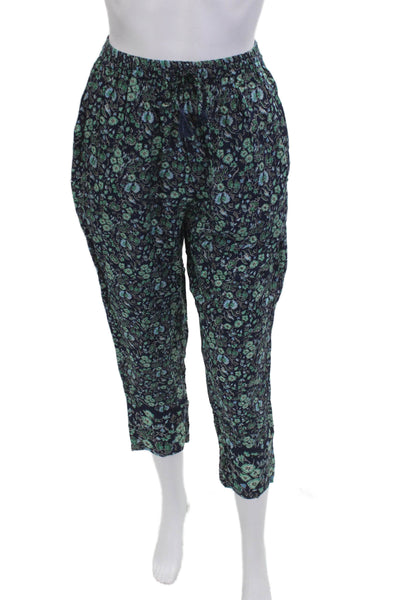 Natalie Martin Womens Cropped Pants Dark Blue Floral Rayon Size XS