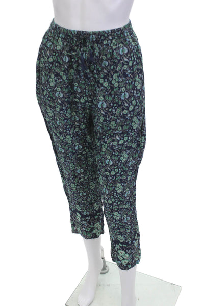 Natalie Martin Womens Cropped Pants Dark Blue Floral Rayon Size XS