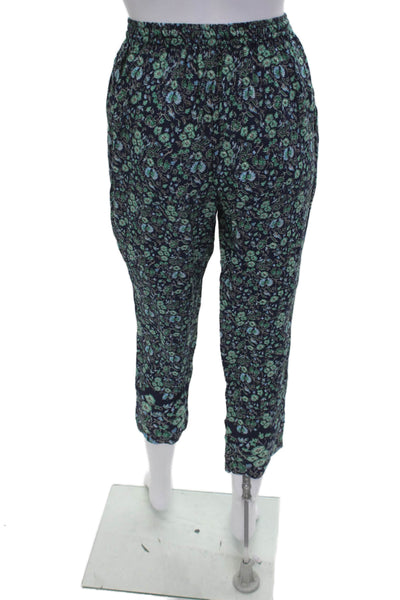 Natalie Martin Womens Cropped Pants Dark Blue Floral Rayon Size XS