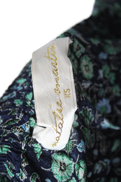 Natalie Martin Womens Cropped Pants Dark Blue Floral Rayon Size XS