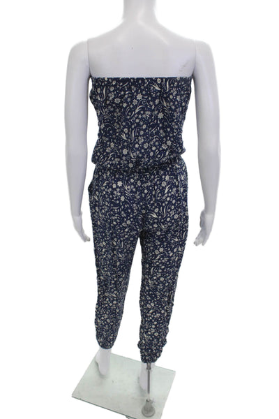 Cool Change Womens Off Shoulder Sleeveless Floral Dark Blue Rayon Jumpsuit Size