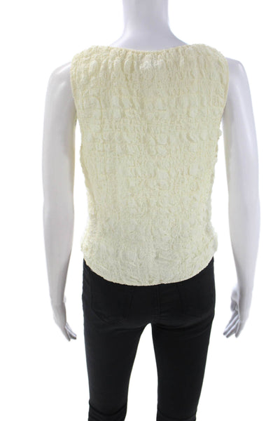 Yllw Women Bohemian Cropped V-Neck Sleeveless Tank Beige Size M