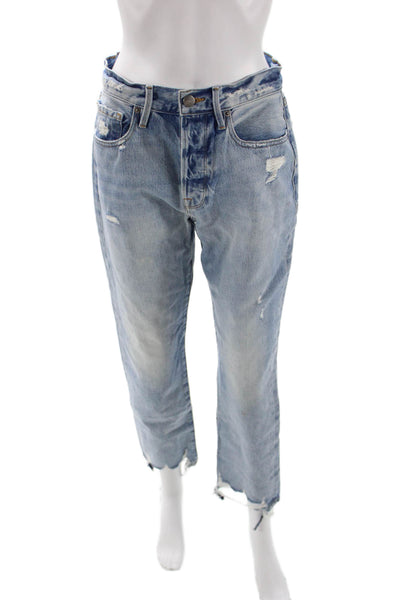 Frame Womens Cropped Boyfriend Jeans Light Blue Mid Rise Inseam 29 Size 27
