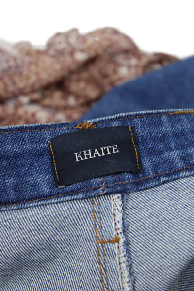 Khaite Women Cropped Flared Blue Jeans Button Fly Mid Rise Size 26