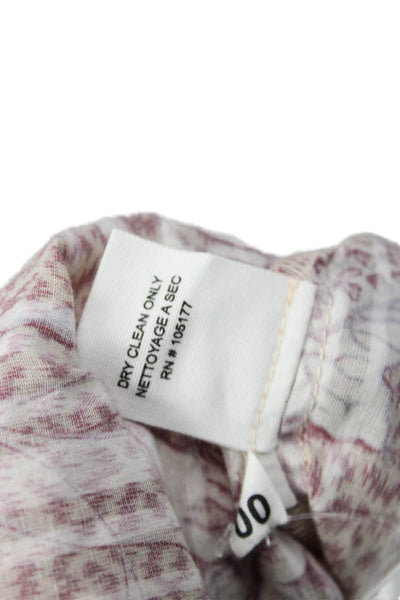 Ulla Johnson Womens Beige Floral High Neck 3/4 Sleeve Blouse Size 00