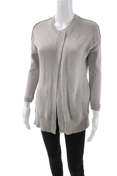 James Perse Unisex Cardigan Gray Cotton Crew Neck Long Sleeve Size 0