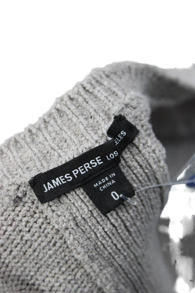 James Perse Unisex Cardigan Gray Cotton Crew Neck Long Sleeve Size 0