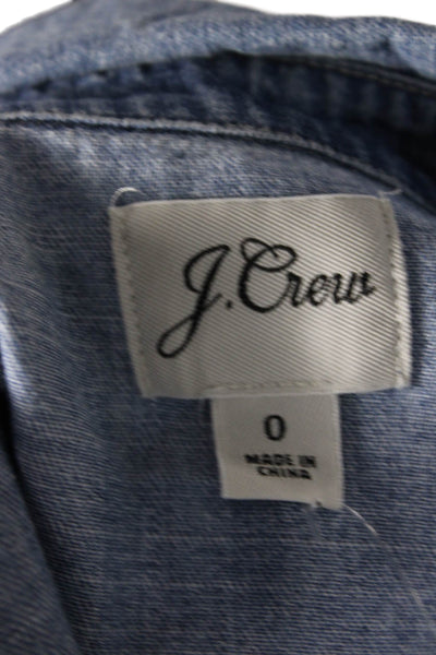 J Crew Women Light Blue Collared Cotton Long Sleeve Button-Up Size 0