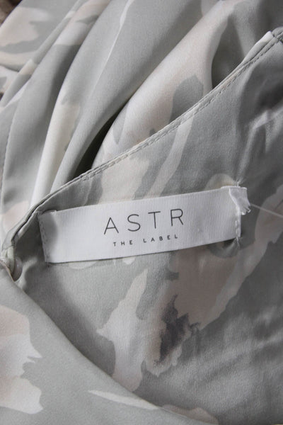 ASTR Women Cropped Gray Blouse Round Neck Long Sleeve Bird Hook & Eye Size XS