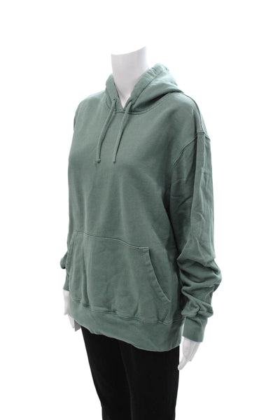 J Crew Unisex Green Pullover Hoodie Cotton Drawstring Size L