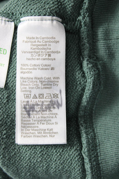 J Crew Unisex Green Pullover Hoodie Cotton Drawstring Size L