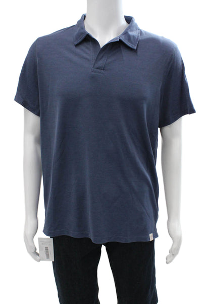 Marine Layer Mens Dark Blue Collared Polo Short Sleeve Size L
