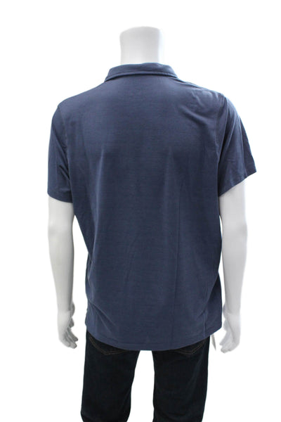 Marine Layer Mens Dark Blue Collared Polo Short Sleeve Size L