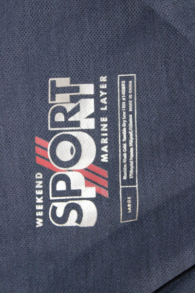Marine Layer Mens Dark Blue Collared Polo Short Sleeve Size L