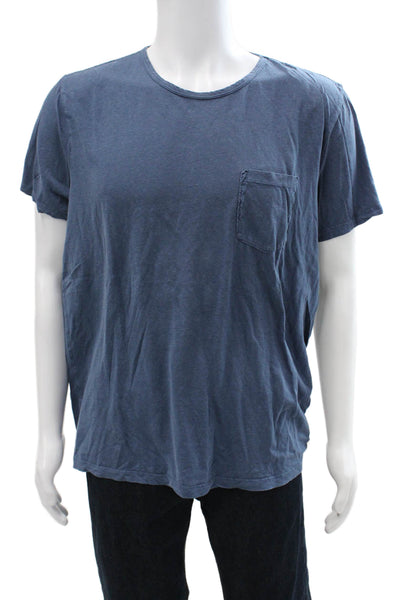 Marine Layer Mens Blue Crew Neck Hemp Cotton T-Shirt Short Sleeve Size L