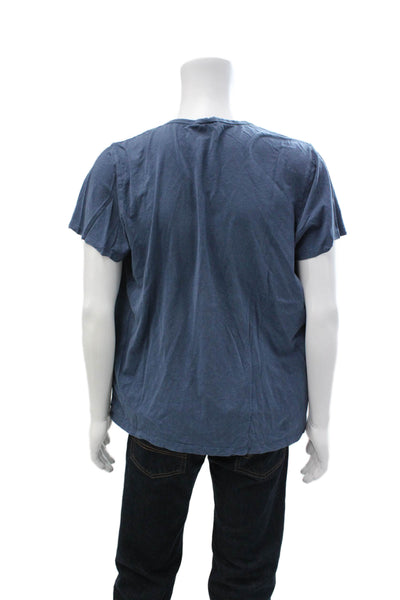 Marine Layer Mens Blue Crew Neck Hemp Cotton T-Shirt Short Sleeve Size L