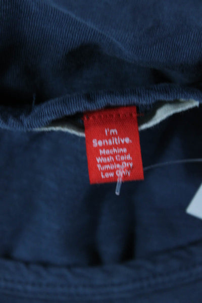 Marine Layer Mens Blue Crew Neck Hemp Cotton T-Shirt Short Sleeve Size L