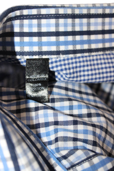Ragazzo Uomo Mens Button-Down Check Cotton Shirt Blue Long Sleeve Size 1X